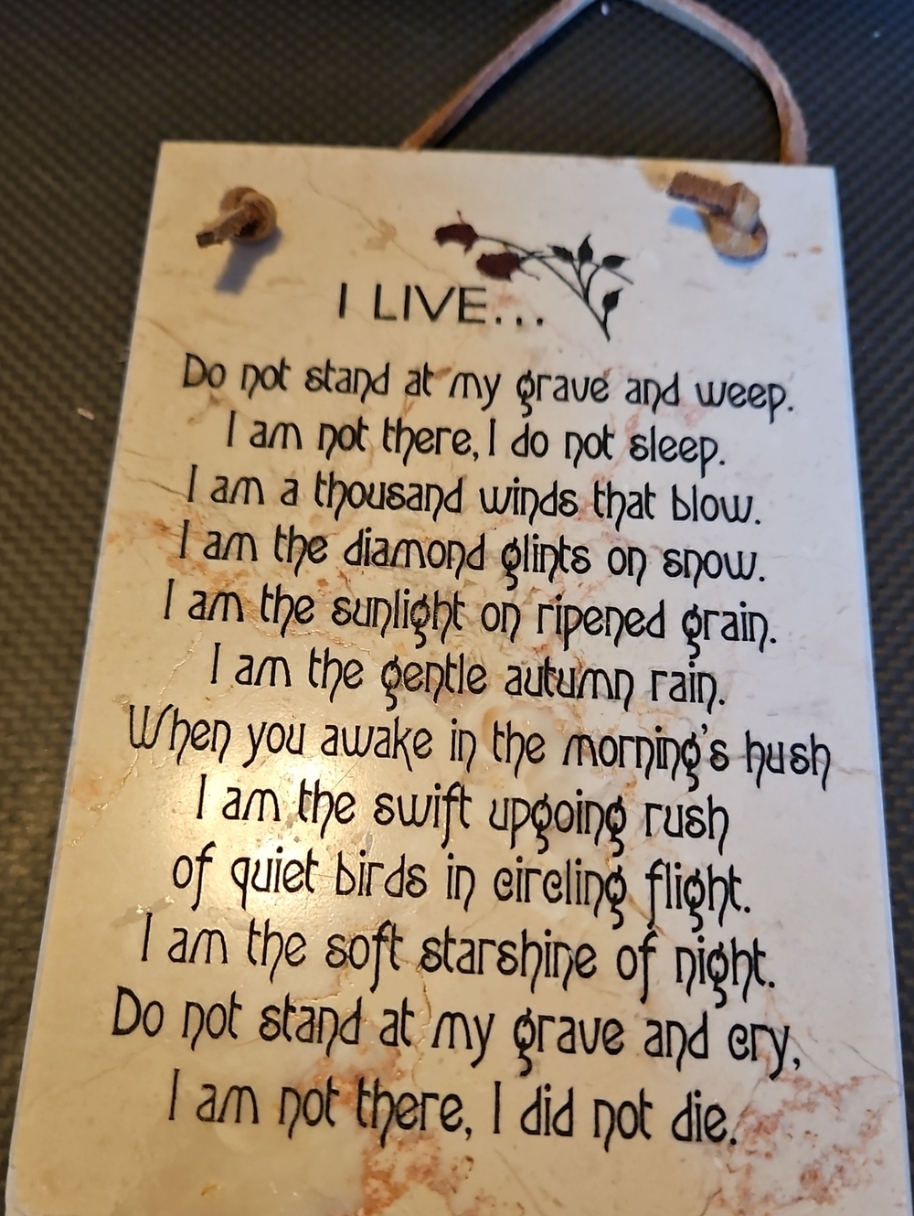 Inspirational 'I Live' Wall Plaque - Cream